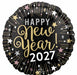 Happy New Year 2027 Round Foil Balloon, 18 Inch