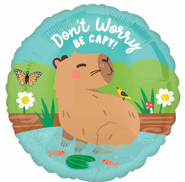 Capybara Craze 18-Inch Round Foil Balloon