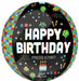 8-Bit Happy Birthday 16-Inch Orbz Foil Balloon