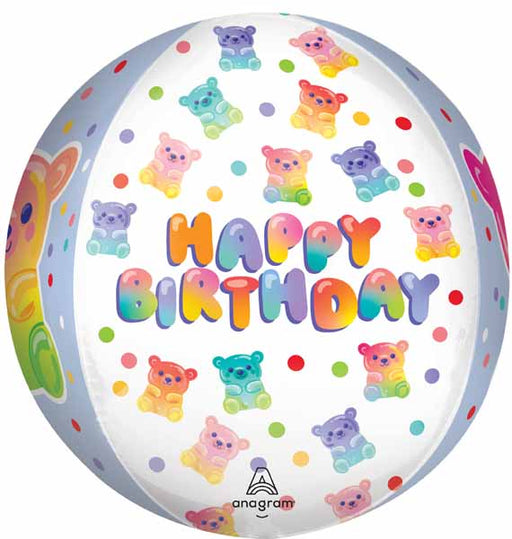 Gummy Bear Happy Birthday 16-Inch Orbz Foil Balloon