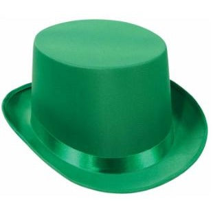 Green Satin Sleek Top Hat