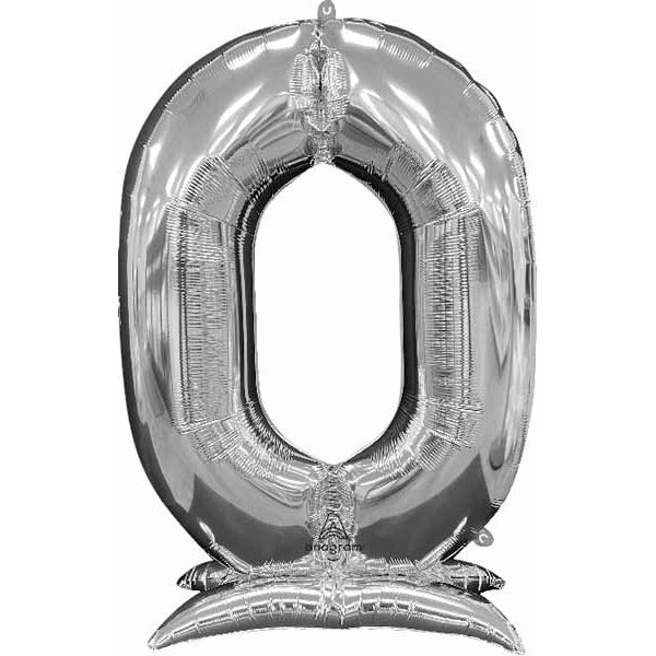 50-Inch Silver Number 0 Stand-Up Balloon