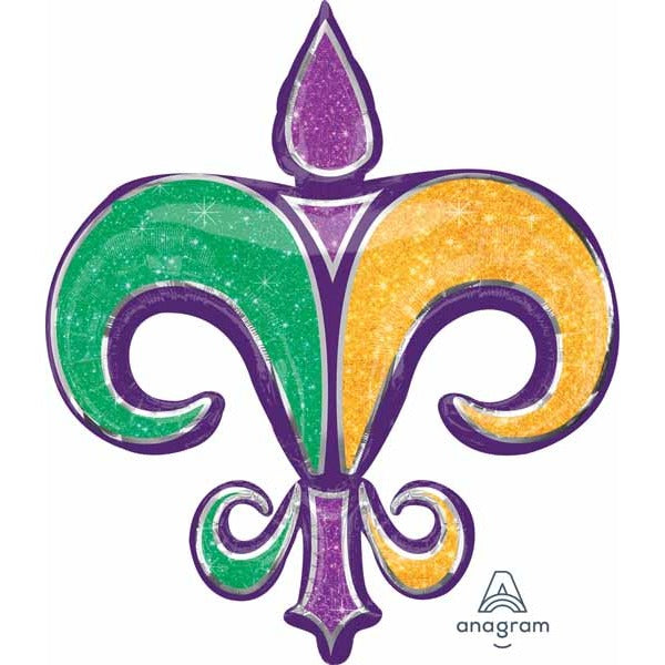 38-Inch Mardi Gras Fleur-de-Lis Foil Balloon