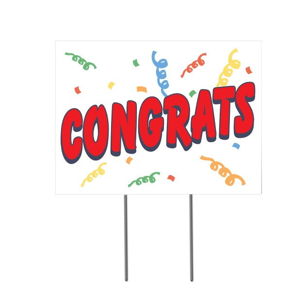 Congrats Plastic Yard Sign, 11 x 15 Inches