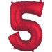 34-Inch Red Number 5 Foil Balloon