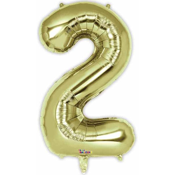 34-Inch White Gold Number 2 Balloon