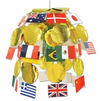 24-Inch International Flag Cascade Decoration