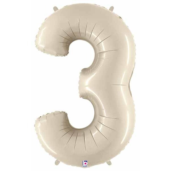 Megaloon White Sand Number 3 Balloon, 34 Inch