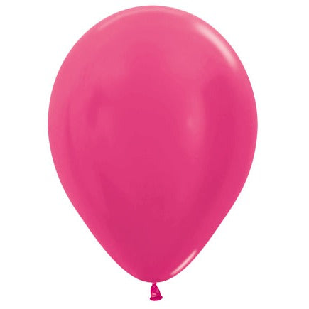 Sempertex 5 Inch Metallic Fuchsia Latex Balloons, 50 Pack