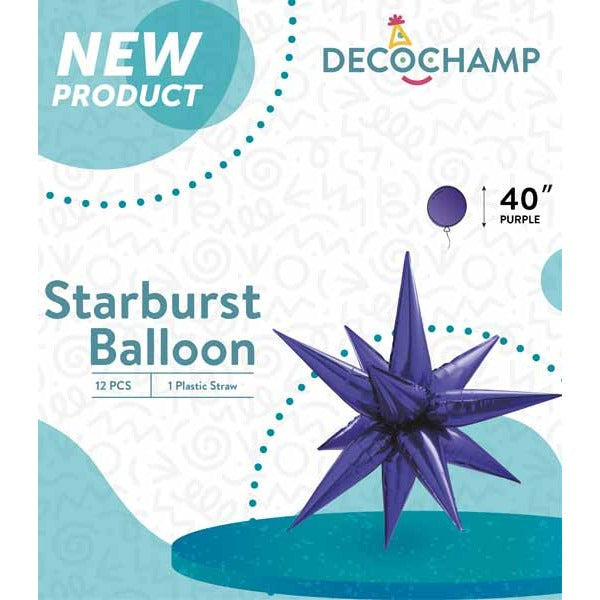 Decochamp 40" Purple Starburst Foil Balloon