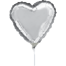 9-Inch Silver Heart Foil Balloon