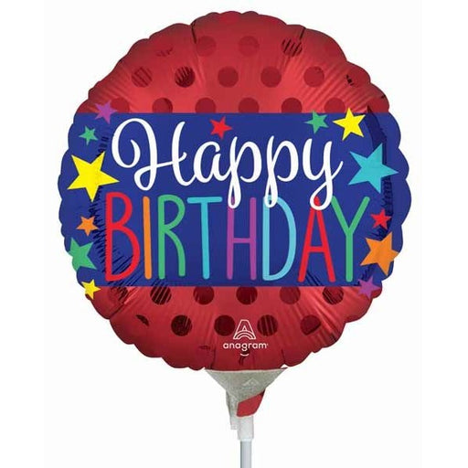 Satin Happy Birthday Banner 9-Inch Round Foil Balloon