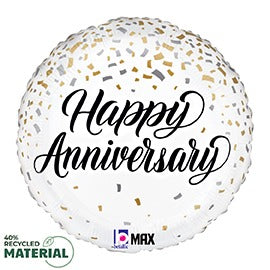 Metallic Anniversary Round Foil Balloon, 18 Inch