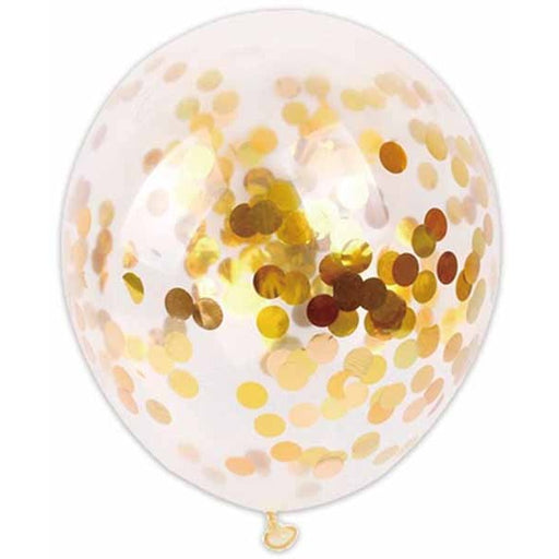 12 Inch Gold Confetti Design Latex Balloons, 6 Pack