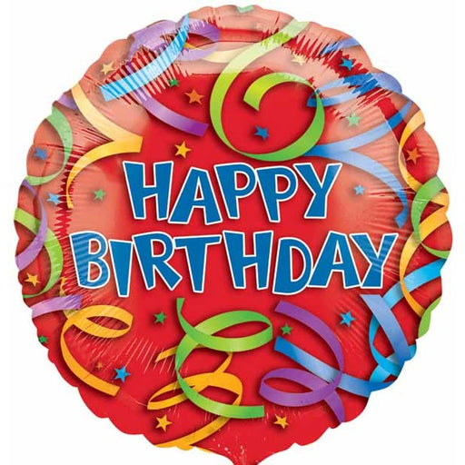 Happy Birthday Streamers 18 Inch Foil Balloon