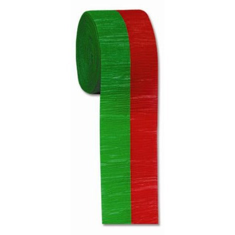 Red & Green Crepe Streamer, 30 ft