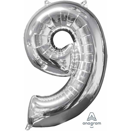 26-Inch Silver Number 9 Foil Balloon