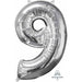 26-Inch Silver Number 9 Foil Balloon