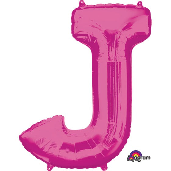Pink Letter J Balloon, 33 Inch