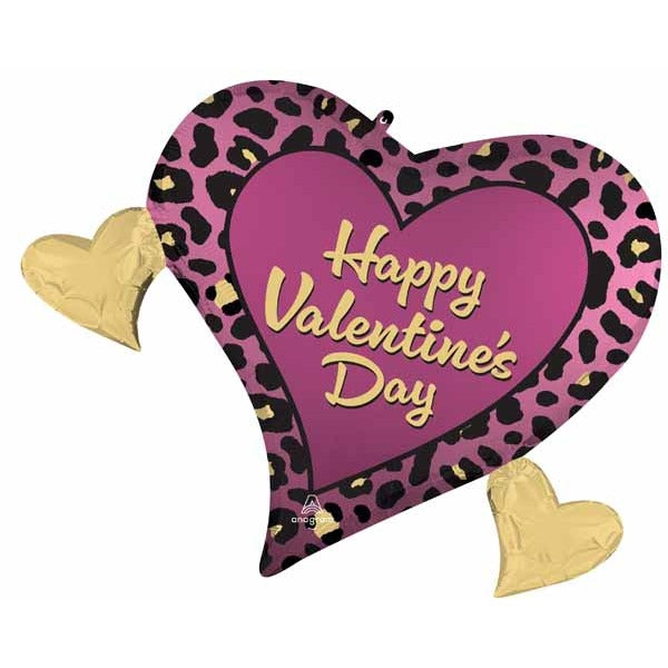 Leopard Luxe Happy Valentine's Day Foil Balloon, 28 Inch