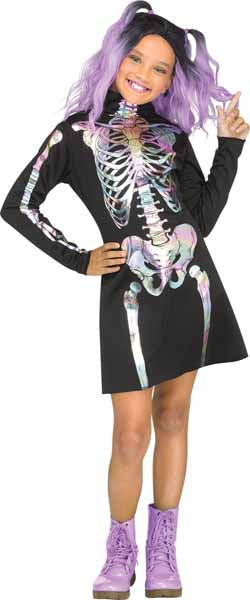 Holographic Skeleton Child Costume, Size 12/14