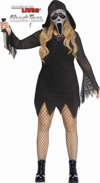 Mirror Bling Ghost Face Plus Size Costume, 22W/24W