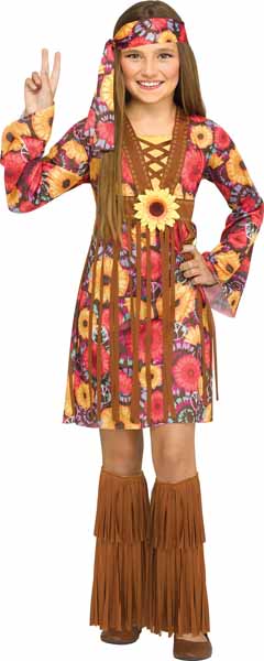 Flower Power Hippie Child Costume, Size 4/6
