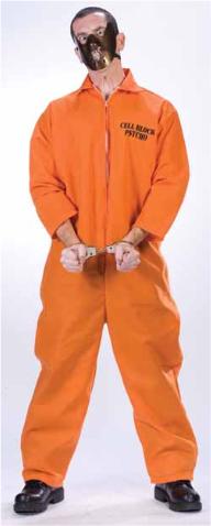 Men's Cell Block Psycho Costume with Mask and Handcuffs