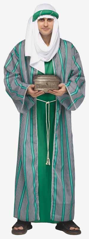 Adult Green Wise Man Costume with Headdress