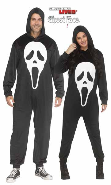 Ghost Face E-Z Black Hooded Jumpsuit Adult Costume, Medium