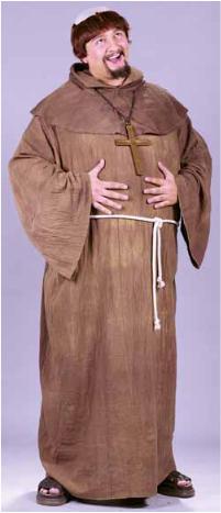 Men's Plus Size Medieval Monk Costume with Wig