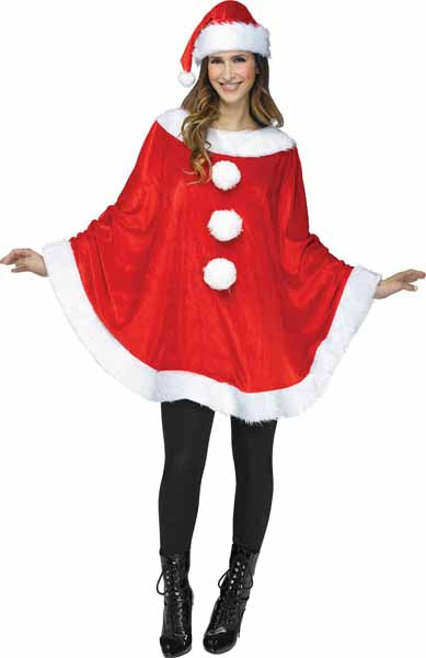 Santa Plush Poncho Costume, One Size