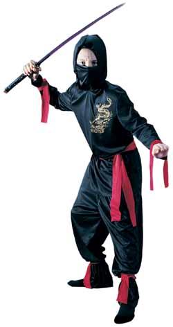 Kids' Black Ninja Costume, Medium 8-10