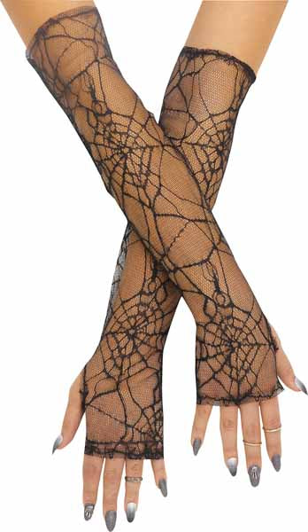 Fingerless Spiderweb Lace Gloves
