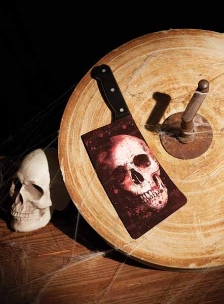 Skull Butcher Knife Halloween Prop, 15.25 Inches