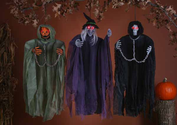 36-Inch Light-Up Orange Pumpkin Hanging Figure