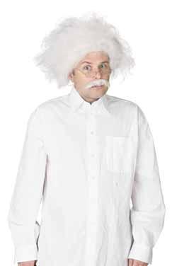 White Einstein Wig & Mustache Set