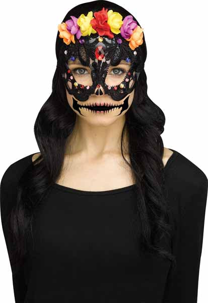 Day of the Dead Skull Mask with Flowers