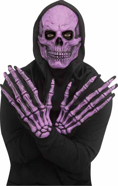 Purple Skull Mask & Glove Set