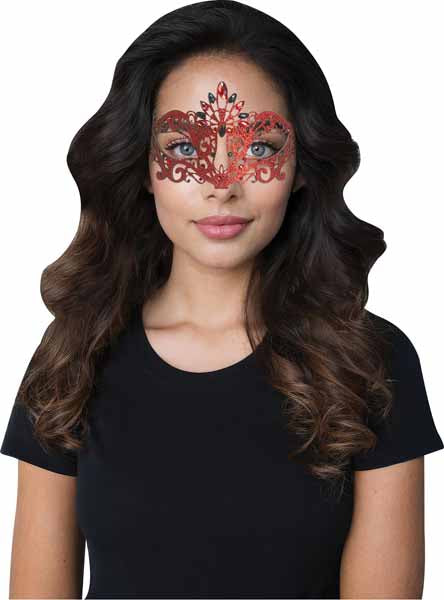Red Glitter Gems Masquerade Mask