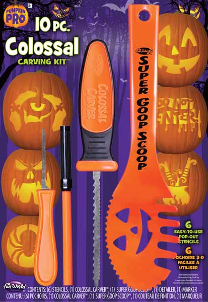 Colossal Pumpkin Carving Kit Display, 18 x 10-Piece Kits
