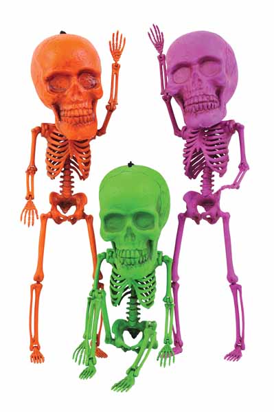 17-Inch Neon Big Head Skeleton Decoration, Assorted Colors