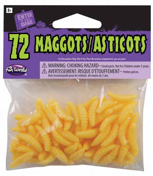 Bag of Fake Maggots Halloween Decorations, 72 Count