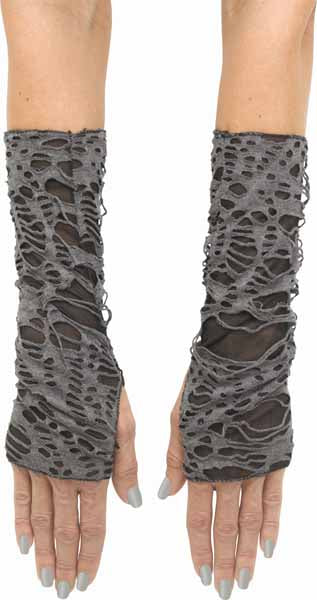 Adult Black Tattered Long Costume Mitts