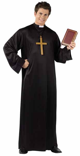 Men's Priest Costume with Collar, One Size