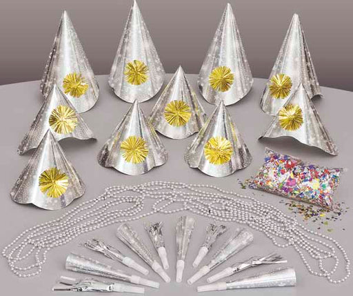 Silver New Year's Eve Party Kit for 10