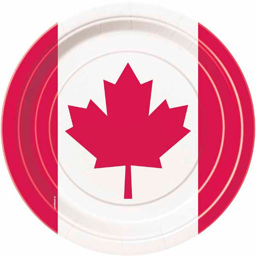 Canada Flag 9-Inch Paper Plates, 8 Count