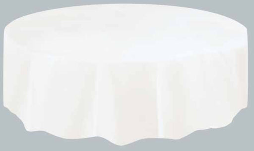 84" ROUND TABLECOVER WHITE 1PK