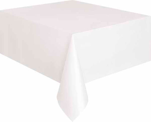 White Plastic Tablecover, 54 x 108 Inches