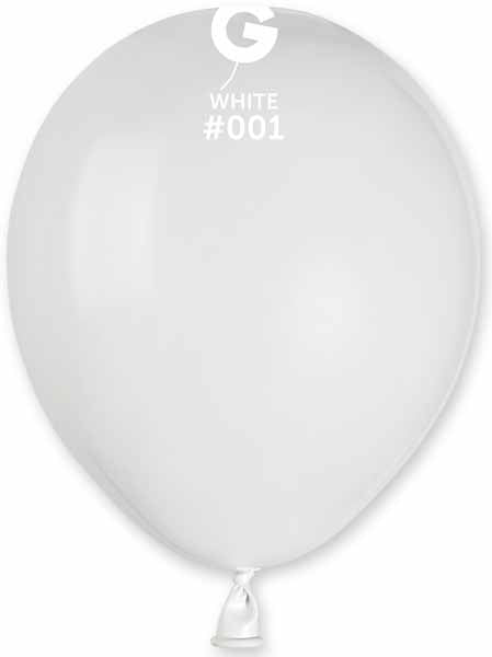 Gemar 5 Inch White Latex Balloons #001, 100 Count